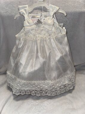 Bonnie Baby White Lace & Bow Dress for 12 month old Girl